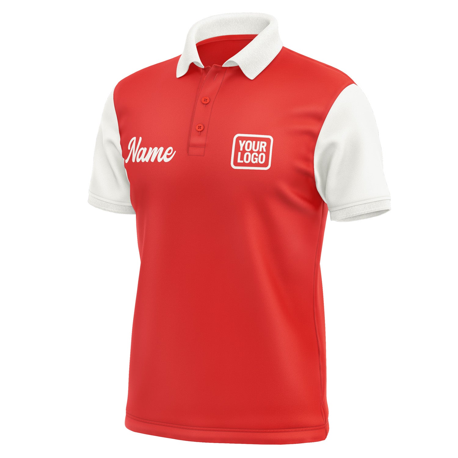 Custom Orange Red White Short-Sleeve Polo Shirt PO121818B118
