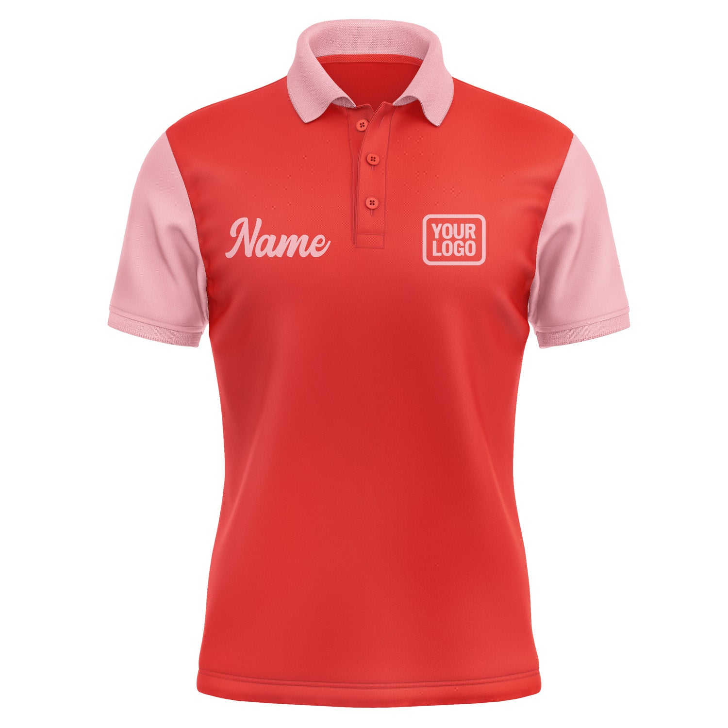 Custom Orange Red Light Pink Short-Sleeve Polo Shirt PO122121B121