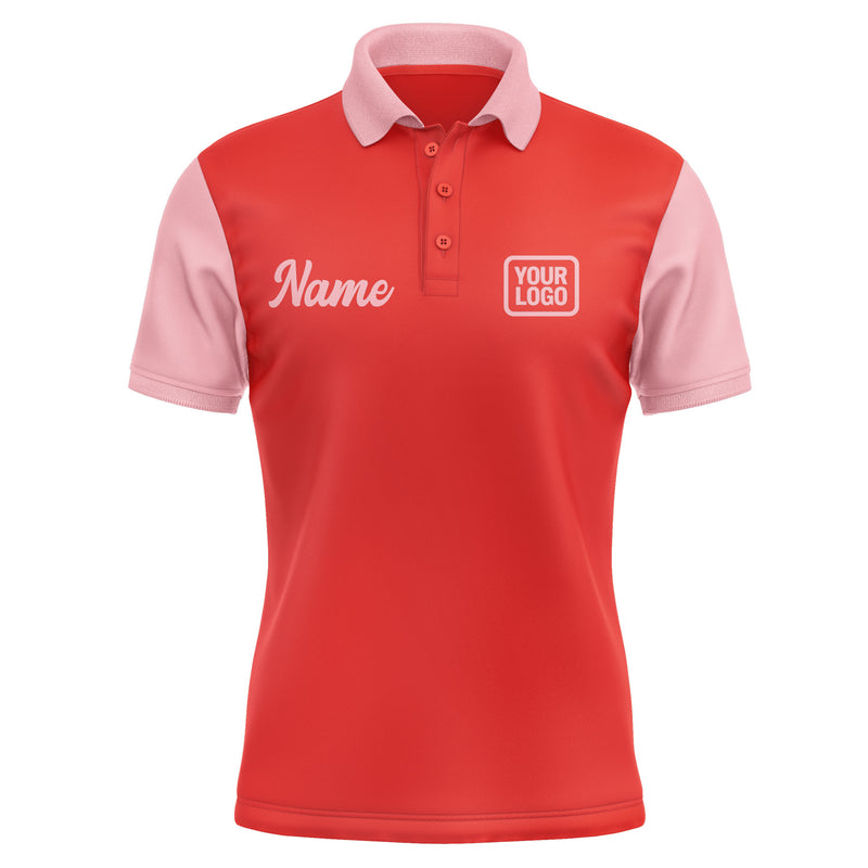 Custom Orange Red Light Pink Short-Sleeve Polo Shirt PO122121B121