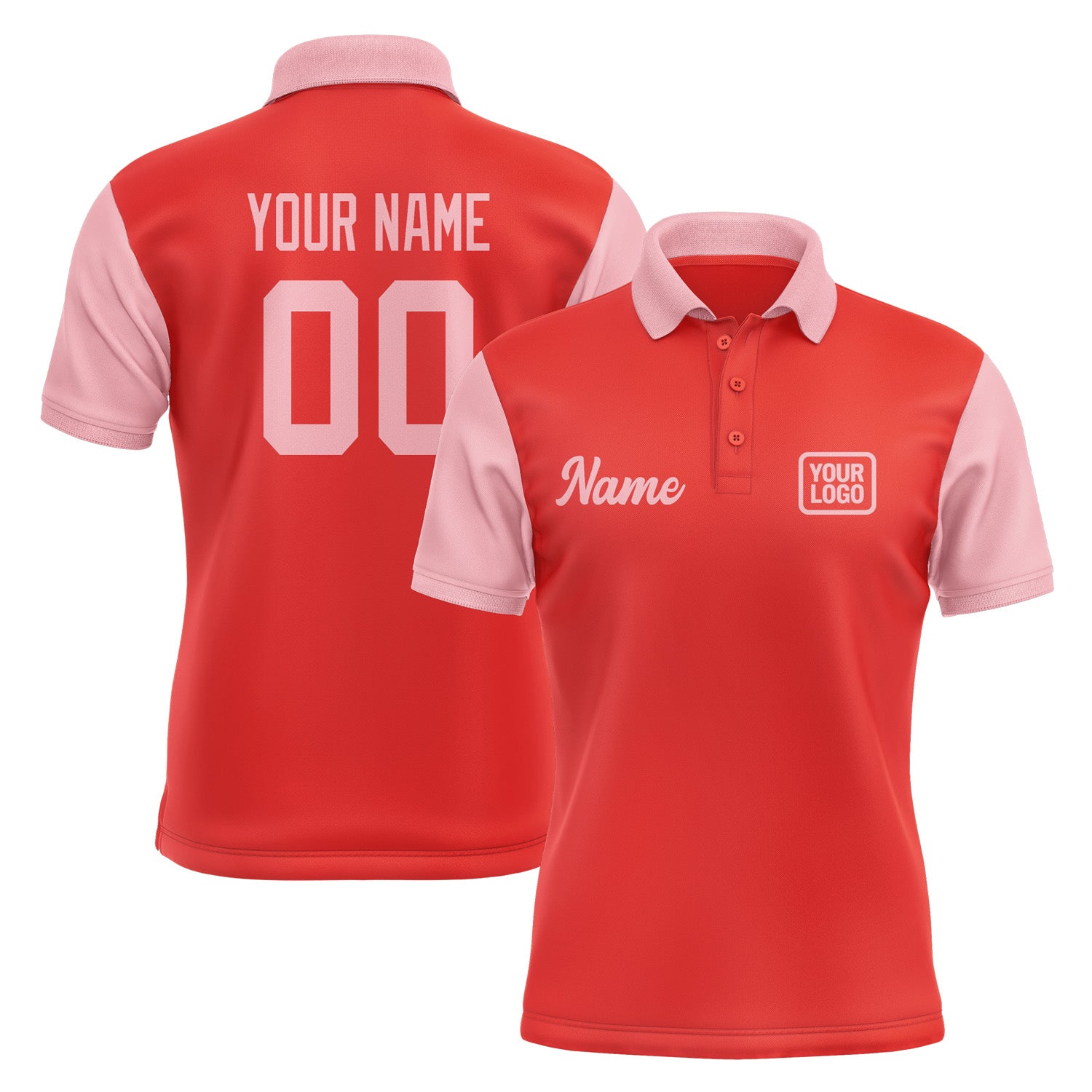 Custom Orange Red Light Pink Short-Sleeve Polo Shirt PO122121B121