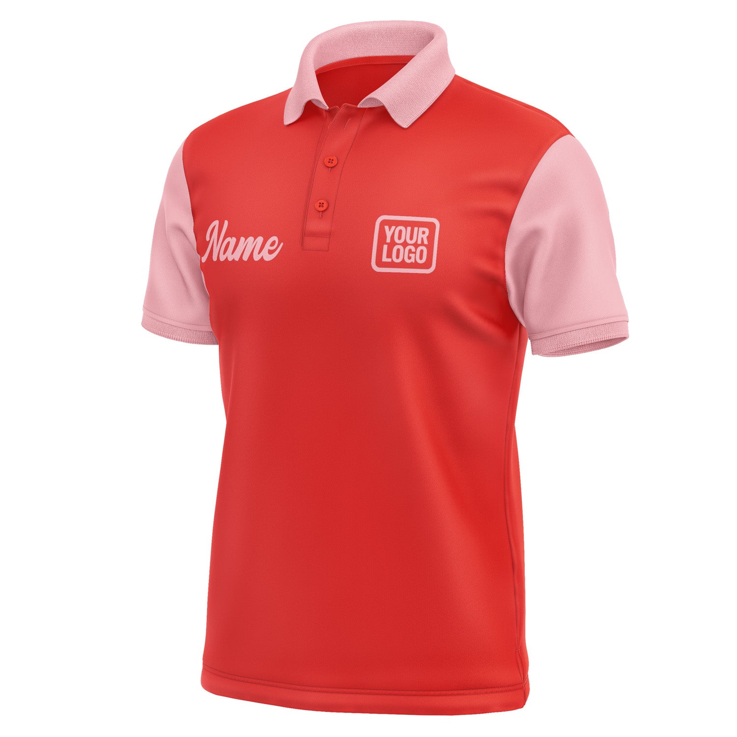 Custom Orange Red Light Pink Short-Sleeve Polo Shirt PO122121B121