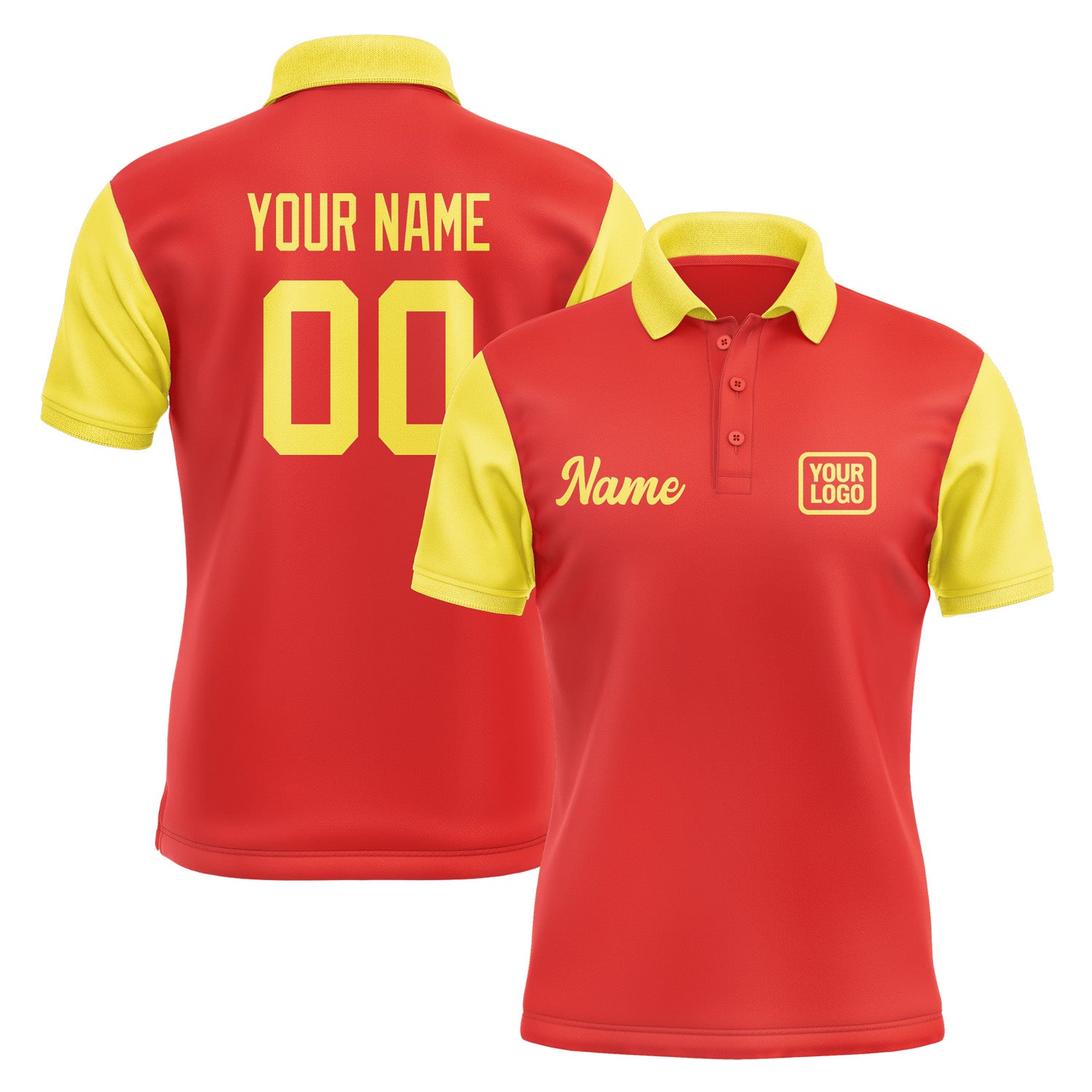 Custom Orange Red Light Yellow Short-Sleeve Polo Shirt PO122626B126