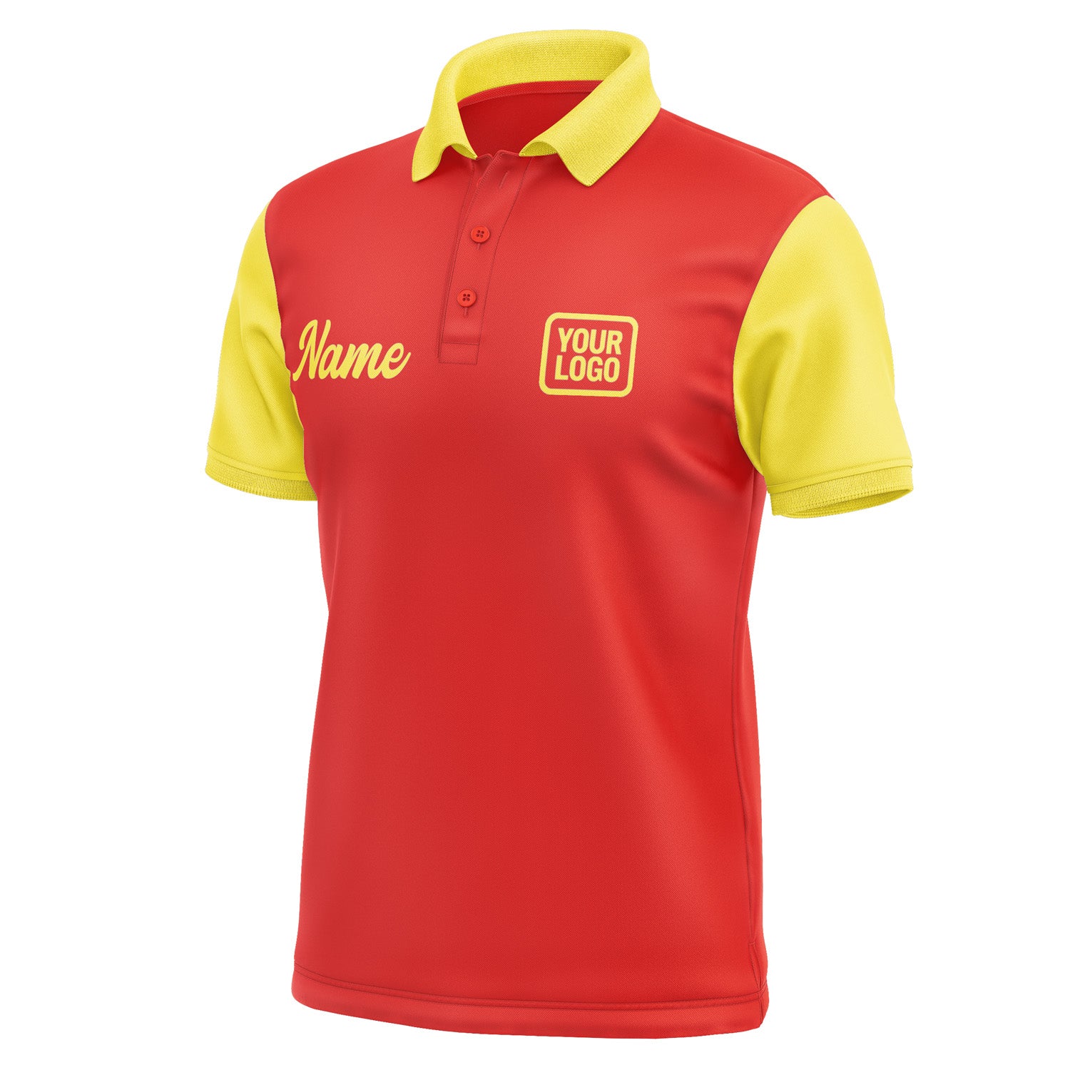 Custom Orange Red Light Yellow Short-Sleeve Polo Shirt PO122626B126