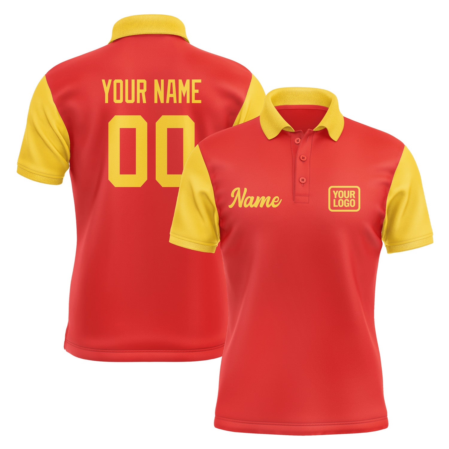 Custom Orange Red Gold Short-Sleeve Polo Shirt PO123030B130