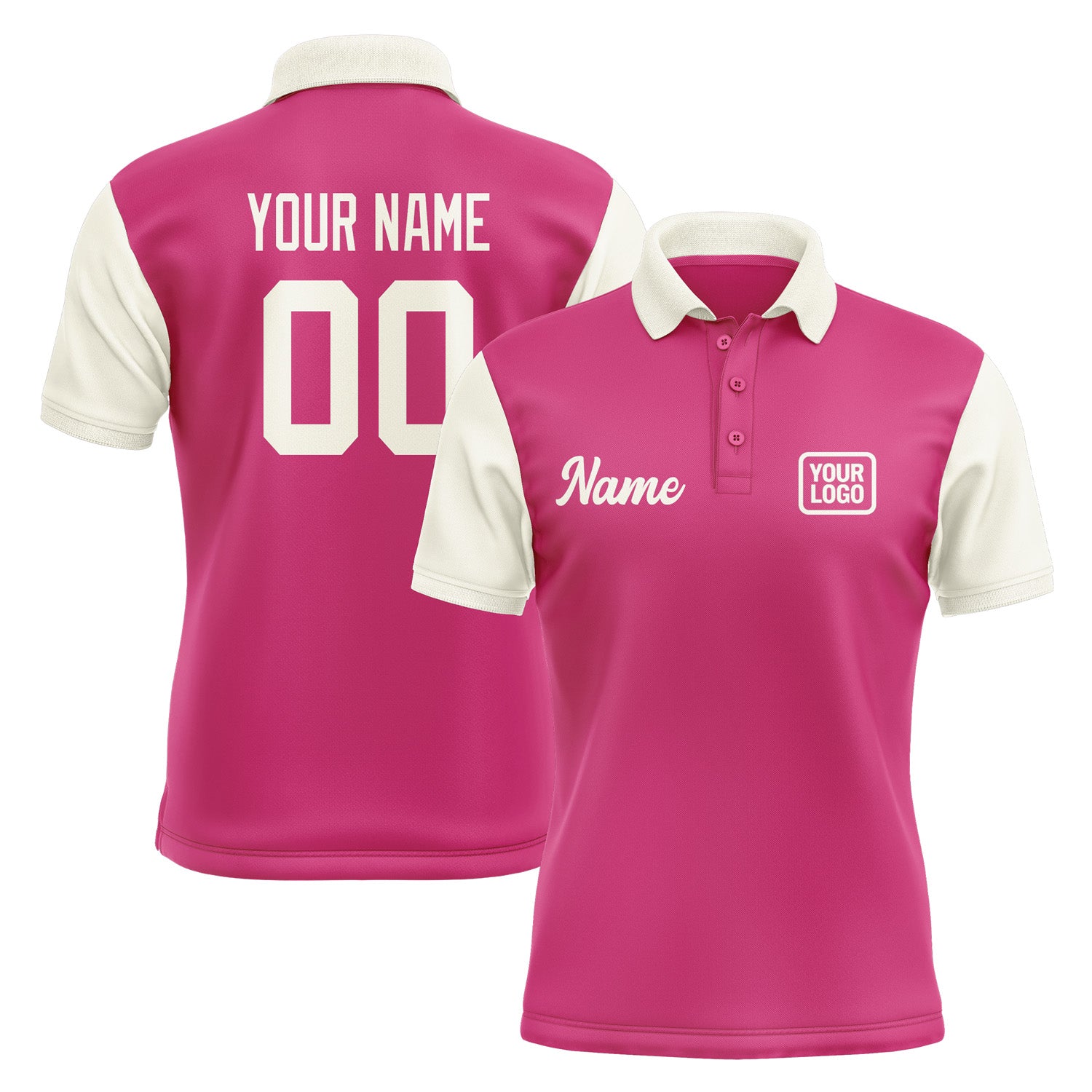 Custom Pink Cream Short-Sleeve Polo Shirt PO130303B103