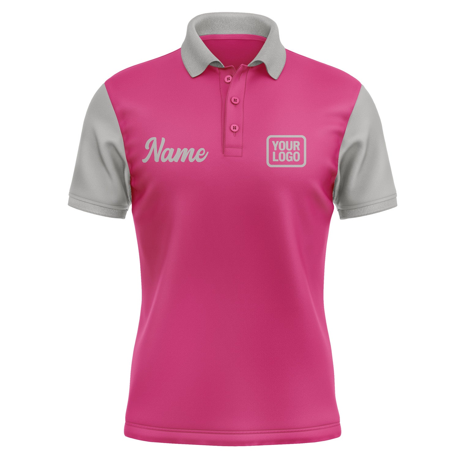 Custom Pink Gray Short-Sleeve Polo Shirt PO130404B104