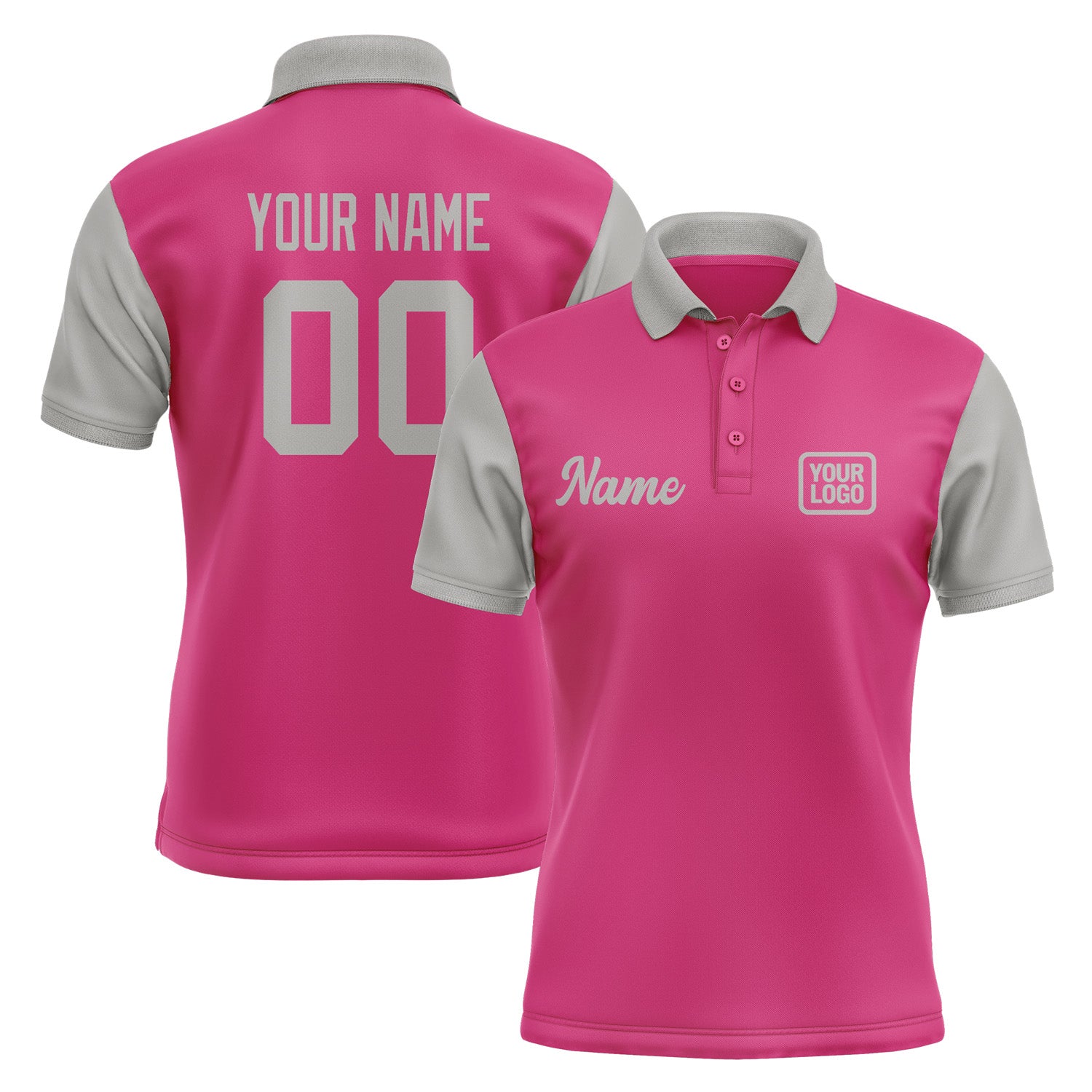 Custom Pink Gray Short-Sleeve Polo Shirt PO130404B104