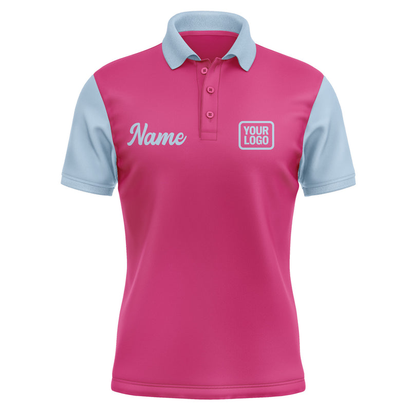 Custom Pink Light Blue Short-Sleeve Polo Shirt PO130808B108