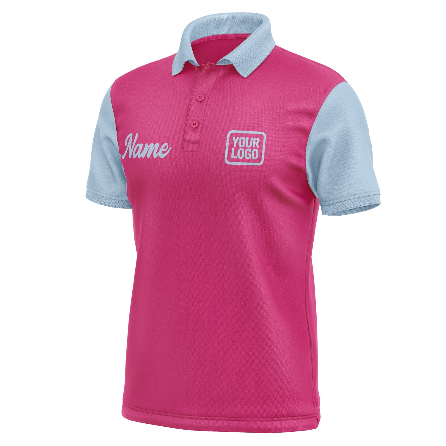 Custom Pink Light Blue Short-Sleeve Polo Shirt PO130808B108