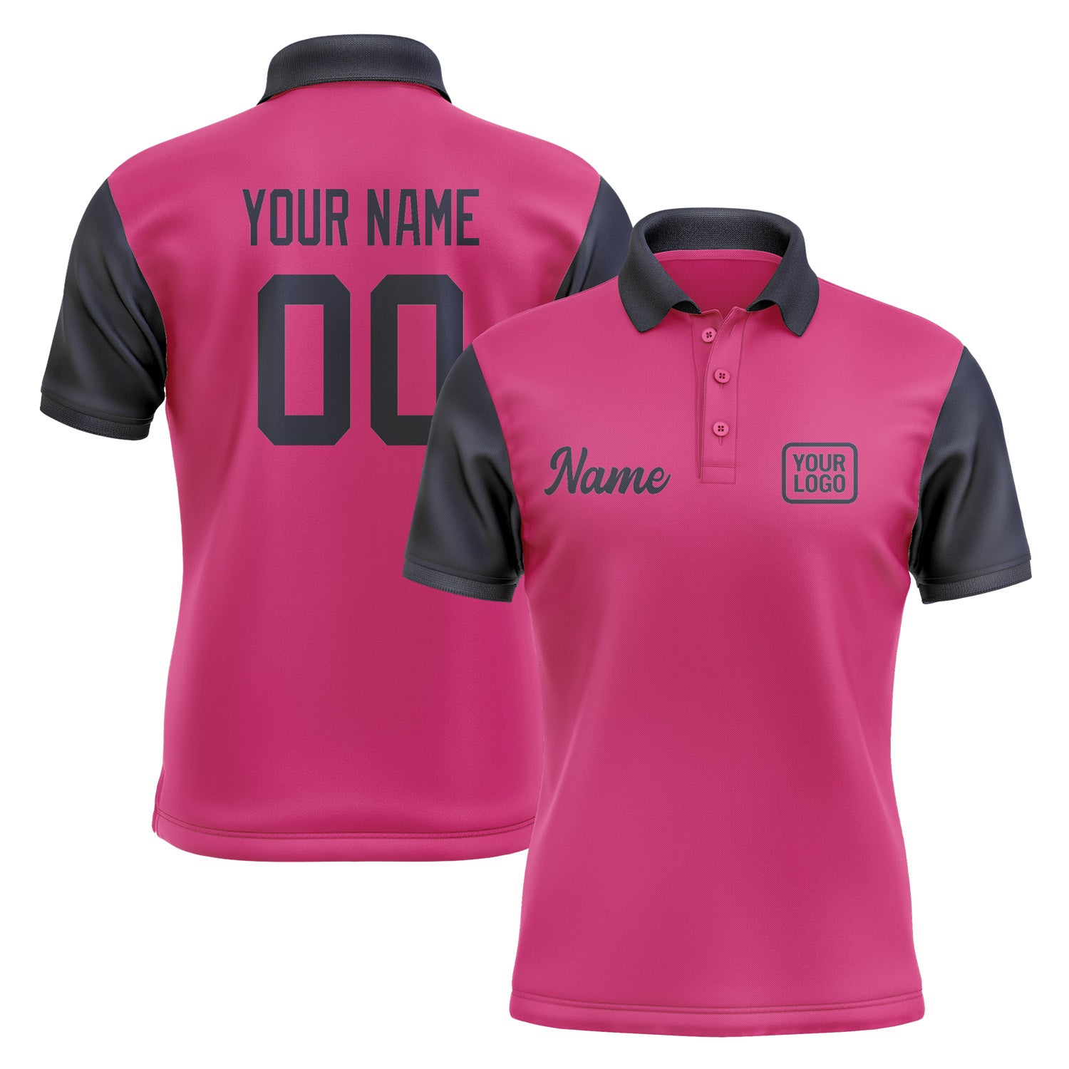 Custom Pink Navy Short-Sleeve Polo Shirt PO131111B111