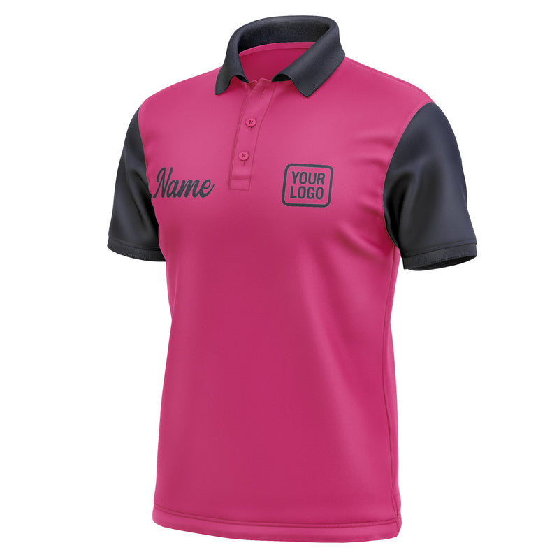Custom Pink Navy Short-Sleeve Polo Shirt PO131111B111