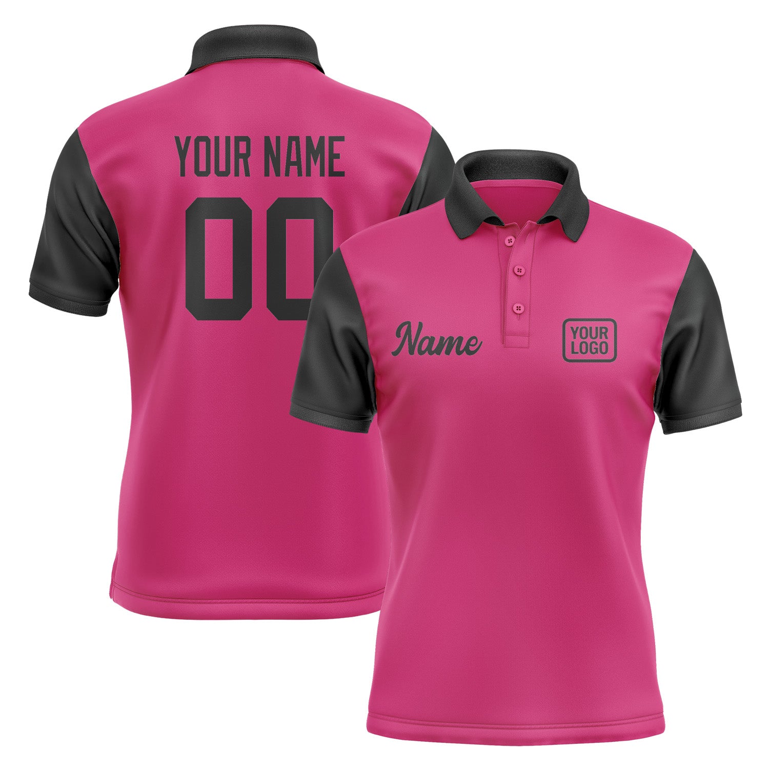 Custom Pink Black Short-Sleeve Polo Shirt PO131717B117