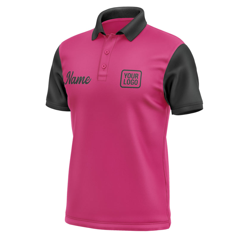 Custom Pink Black Short-Sleeve Polo Shirt PO131717B117