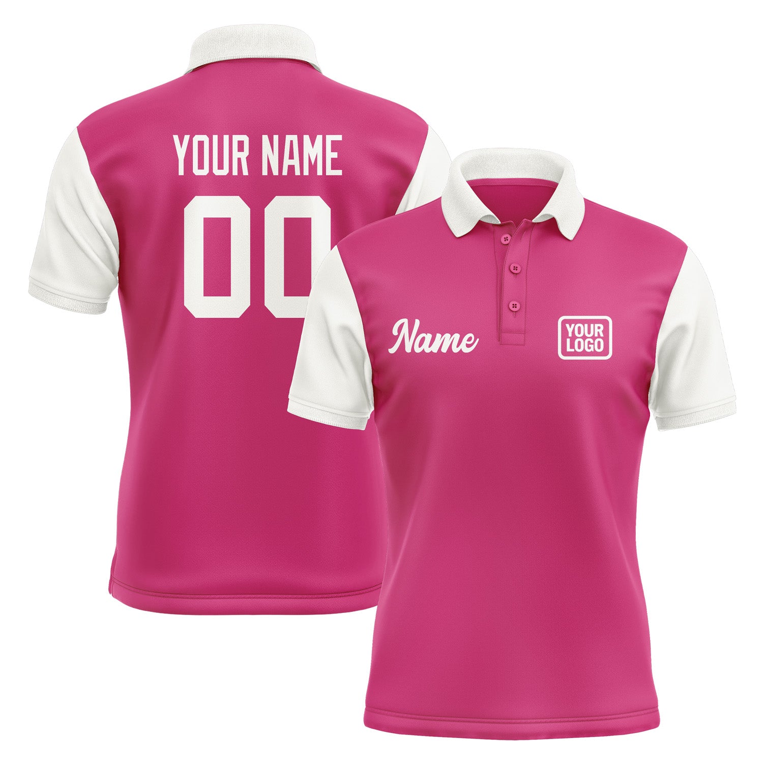 Custom Pink White Short-Sleeve Polo Shirt PO131818B118