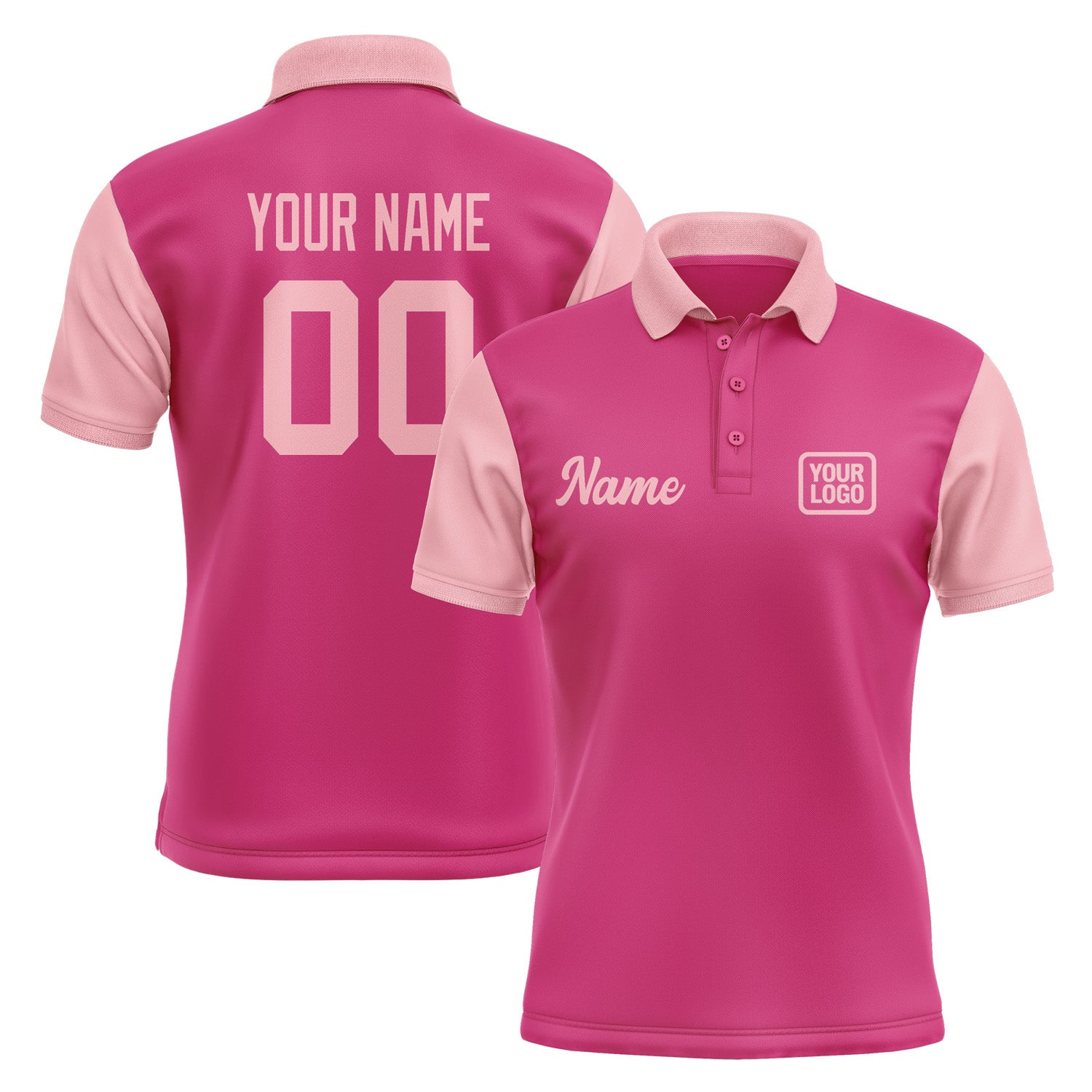 Custom Pink Light Pink Short-Sleeve Polo Shirt PO132121B121