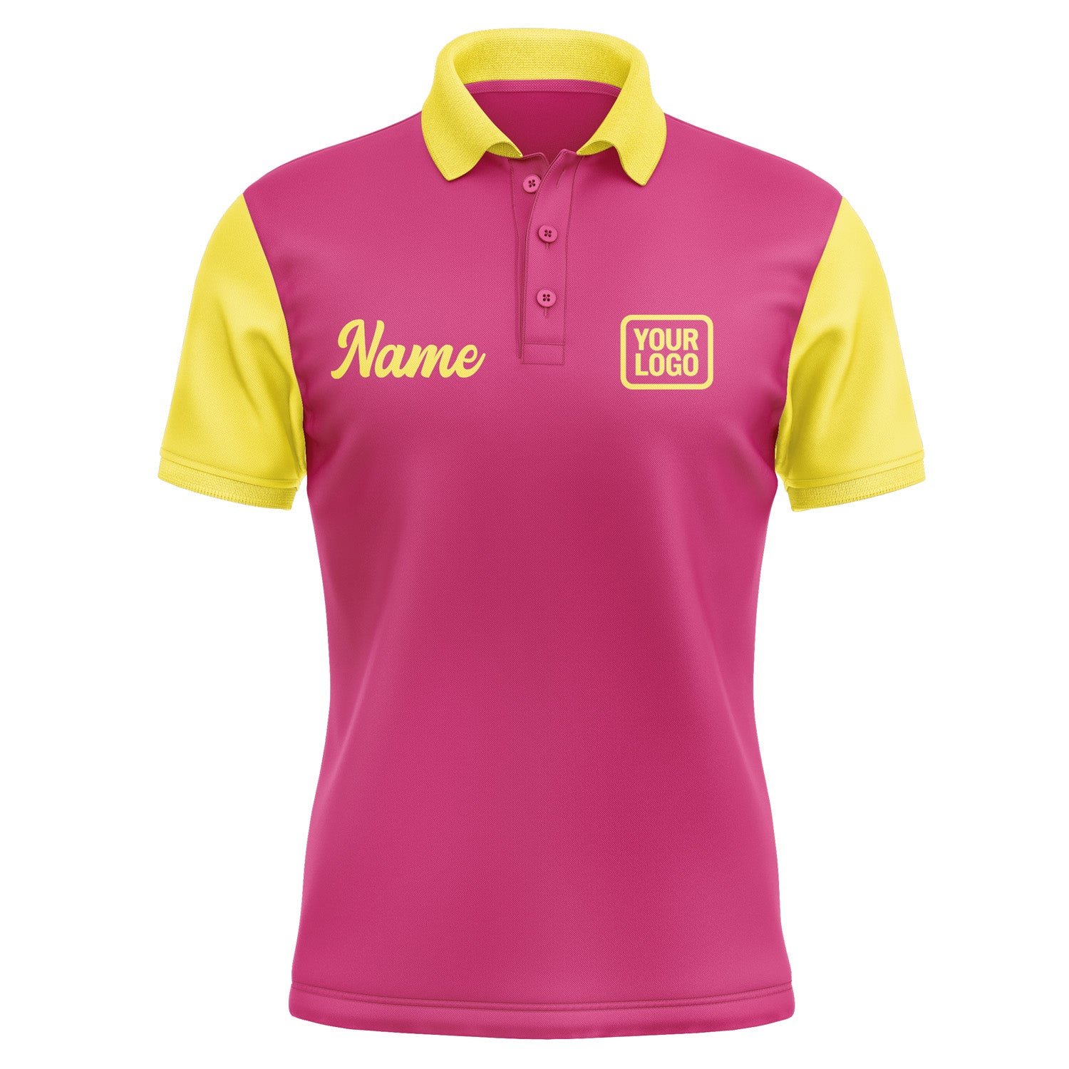 Custom Pink Light Yellow Short-Sleeve Polo Shirt PO132626B126