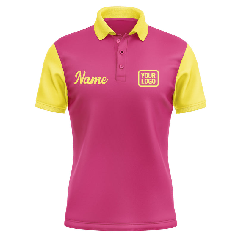 Custom Pink Light Yellow Short-Sleeve Polo Shirt PO132626B126