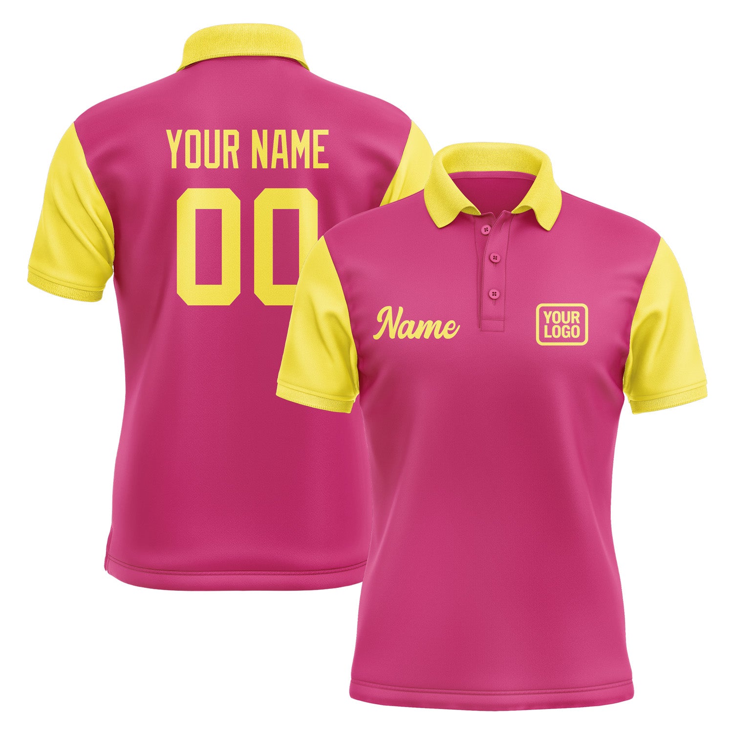 Custom Pink Light Yellow Short-Sleeve Polo Shirt PO132626B126