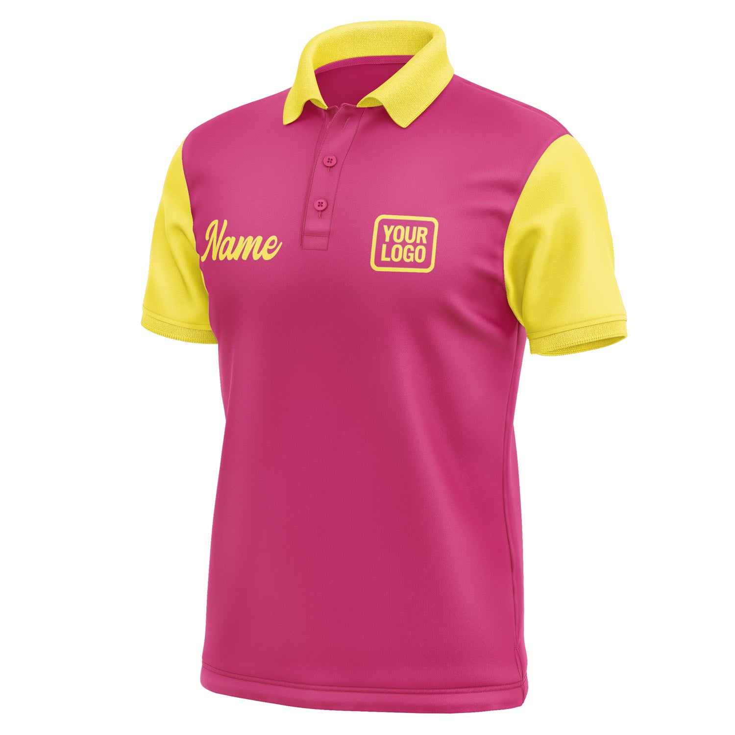 Custom Pink Light Yellow Short-Sleeve Polo Shirt PO132626B126