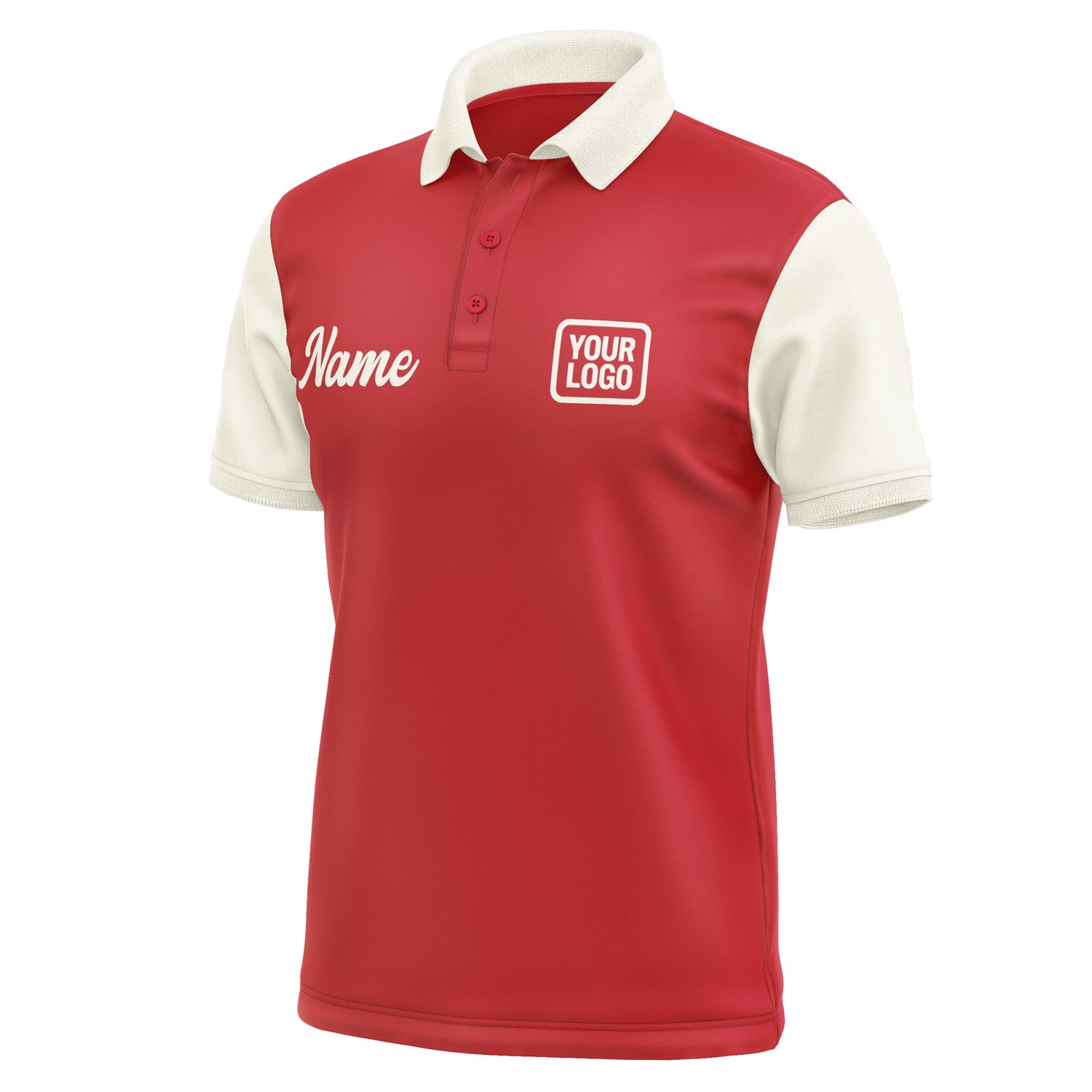 Custom Red Cream Short-Sleeve Polo Shirt PO140303B103