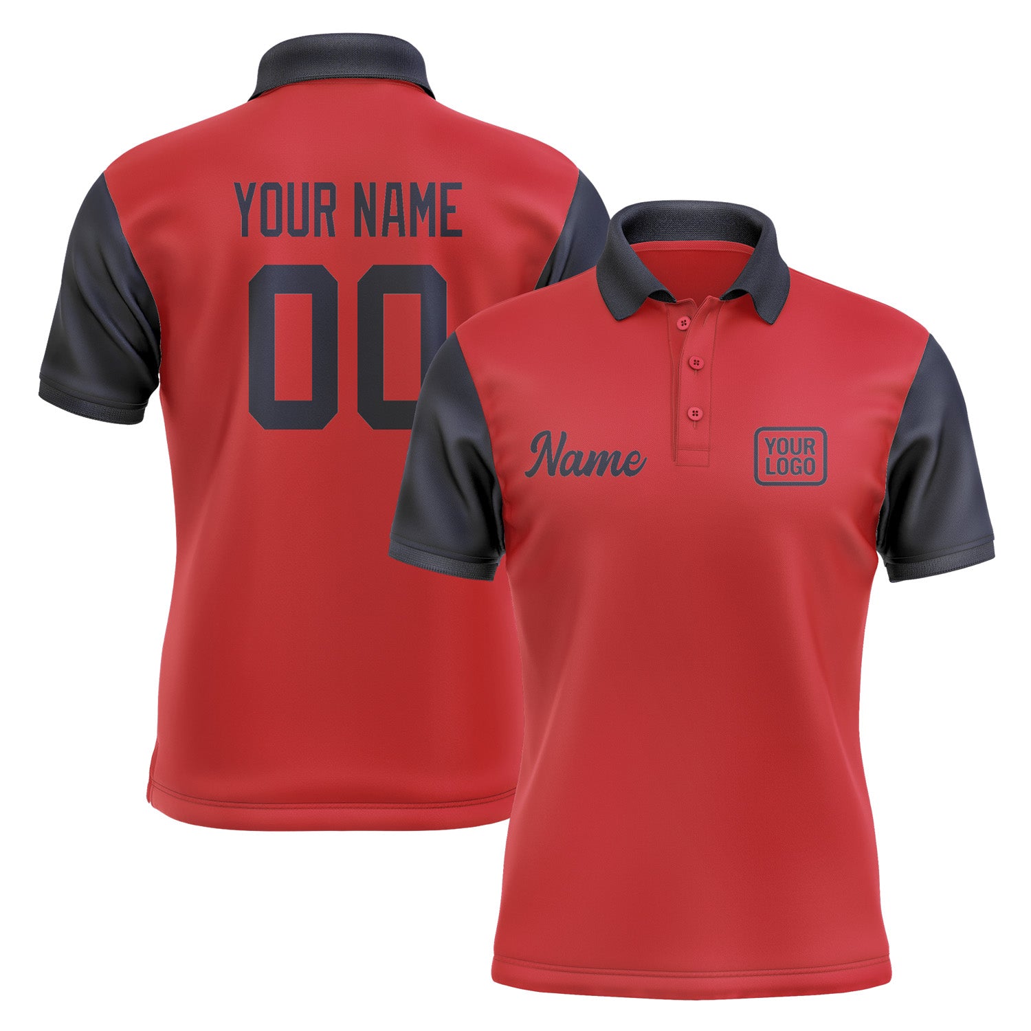Custom Red Navy Short-Sleeve Polo Shirt PO141111B111