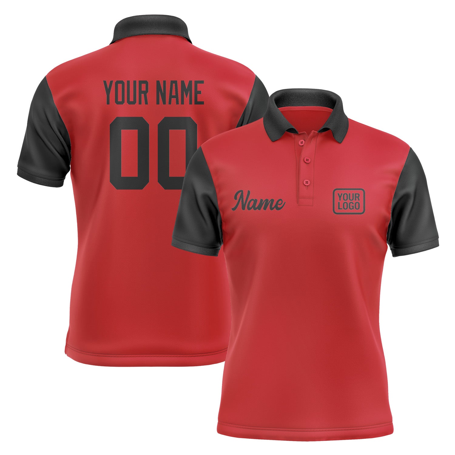 Custom Red Black Short-Sleeve Polo Shirt PO141717B117