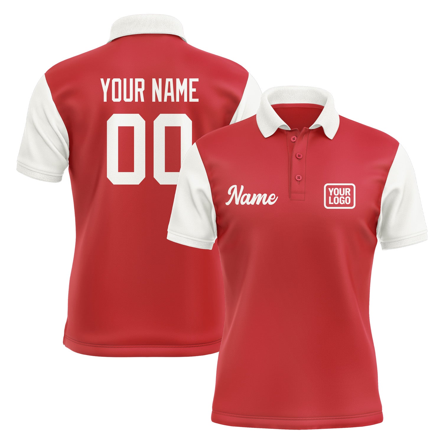 Custom Red White Short-Sleeve Polo Shirt PO141818B118