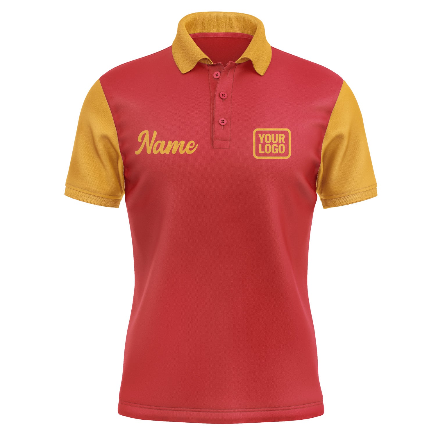 Custom Red Yellow Short-Sleeve Polo Shirt PO141919B119
