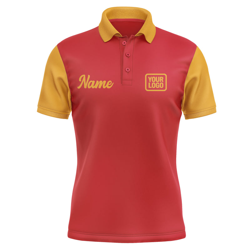 Custom Red Yellow Short-Sleeve Polo Shirt PO141919B119