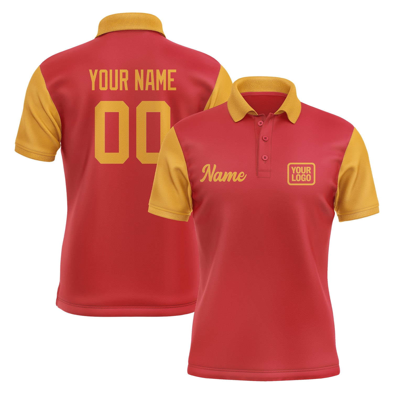 Custom Red Yellow Short-Sleeve Polo Shirt PO141919B119