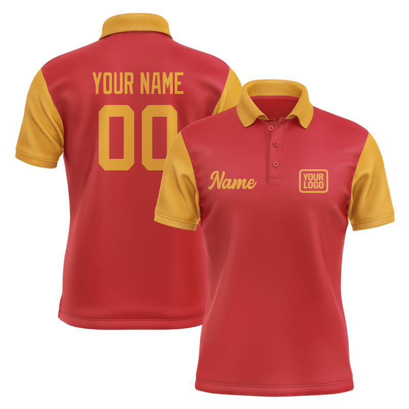 Custom Red Yellow Short-Sleeve Polo Shirt PO141919B119