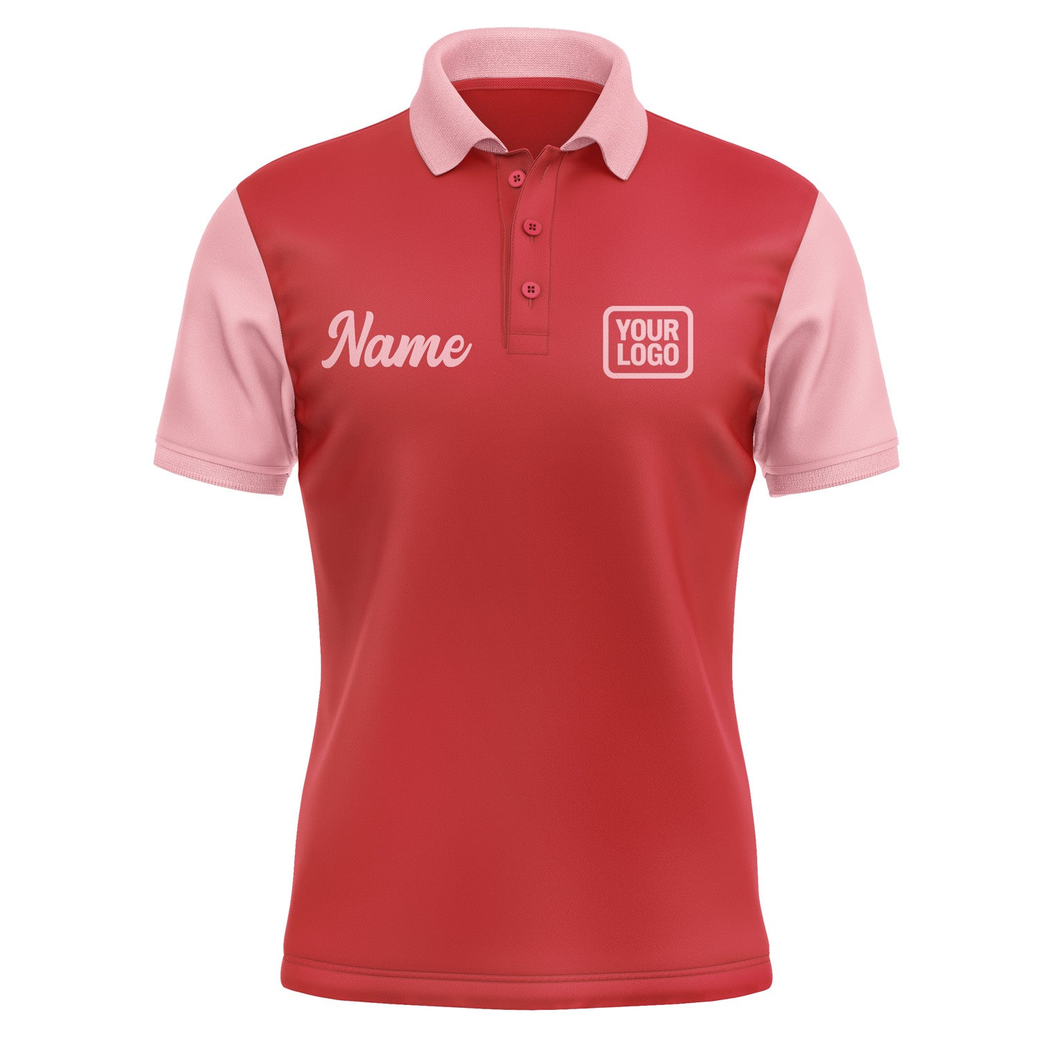 Custom Red Light Pink Short-Sleeve Polo Shirt PO142121B121