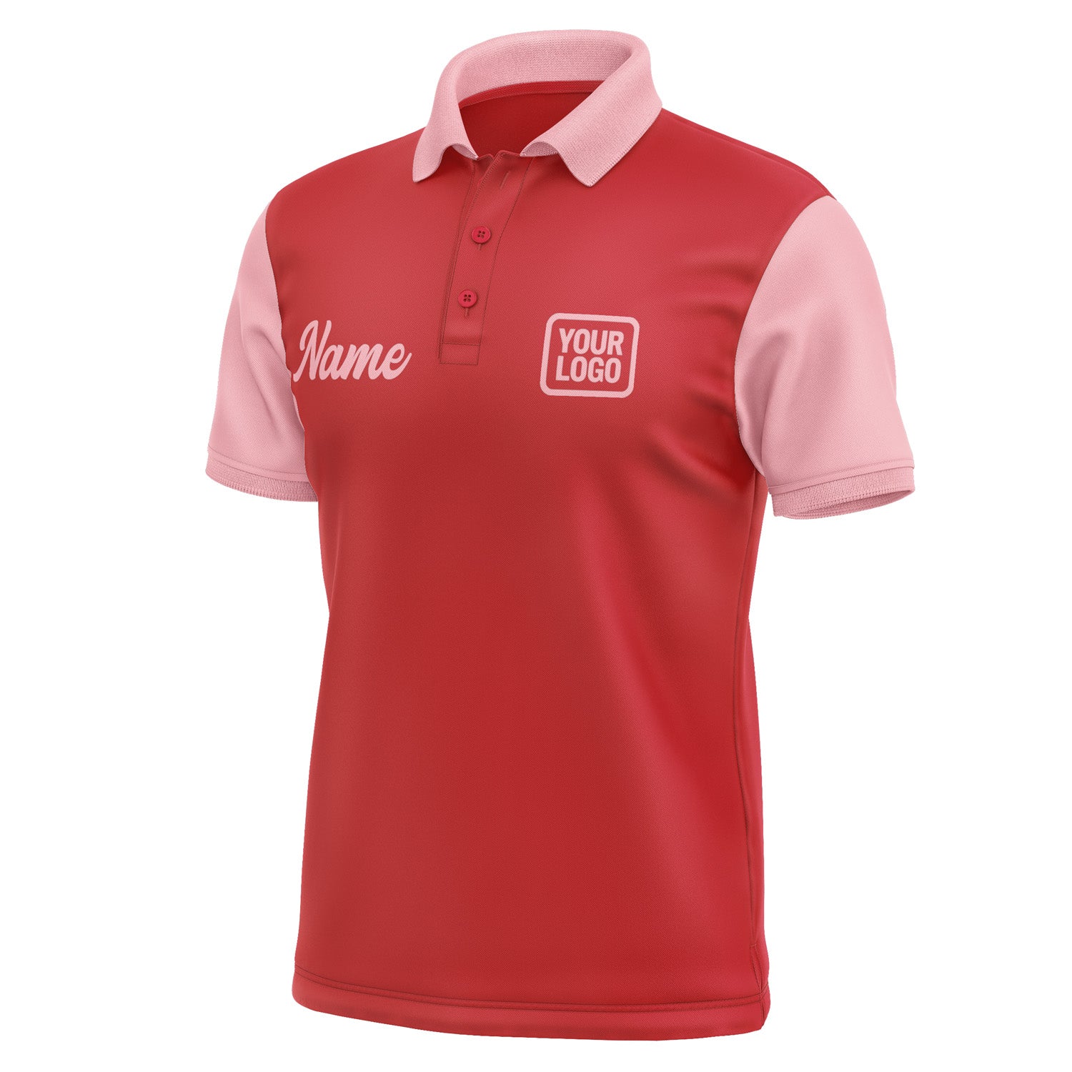 Custom Red Light Pink Short-Sleeve Polo Shirt PO142121B121