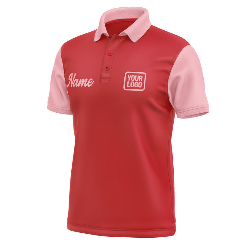 Custom Red Light Pink Short-Sleeve Polo Shirt PO142121B121