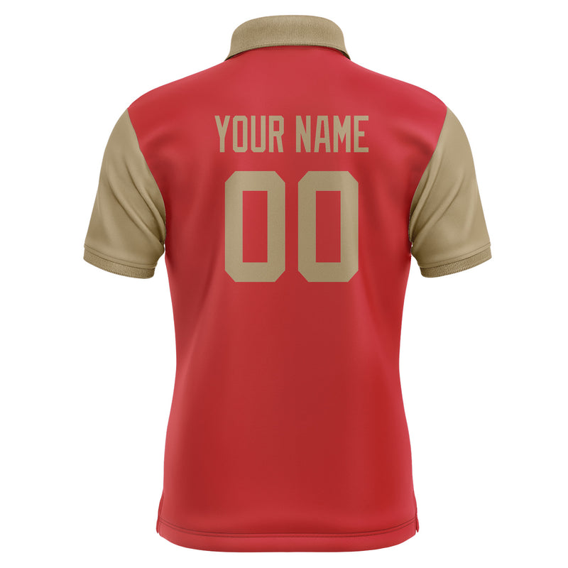 Custom Red Light Khaki Short-Sleeve Polo Shirt PO142525B125