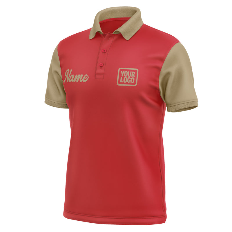 Custom Red Light Khaki Short-Sleeve Polo Shirt PO142525B125