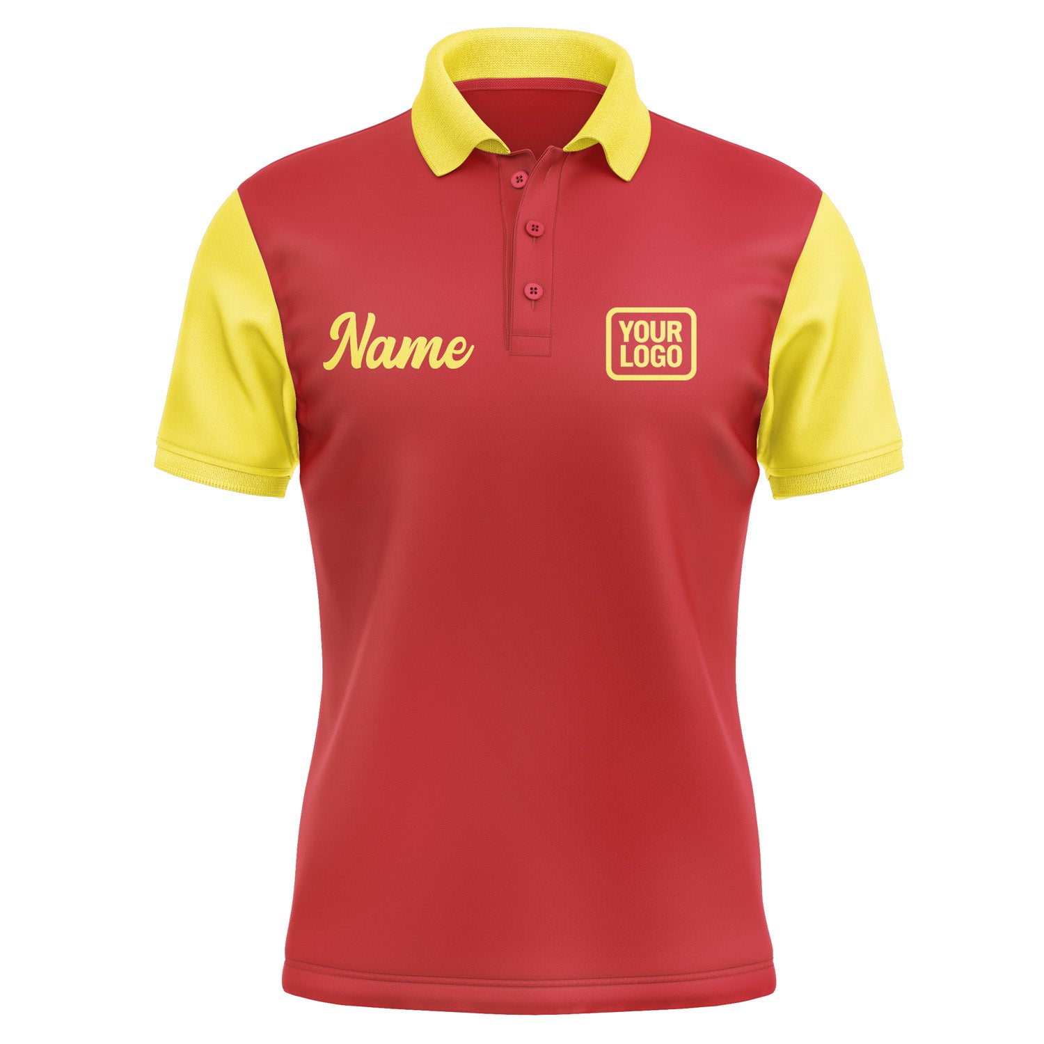 Custom Red Light Yellow Short-Sleeve Polo Shirt PO142626B126