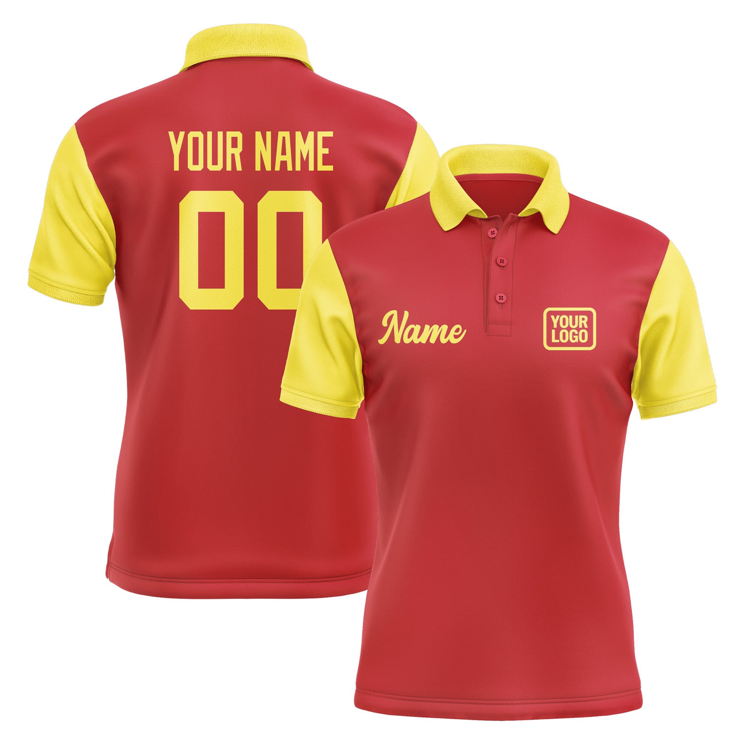Custom Red Light Yellow Short-Sleeve Polo Shirt PO142626B126