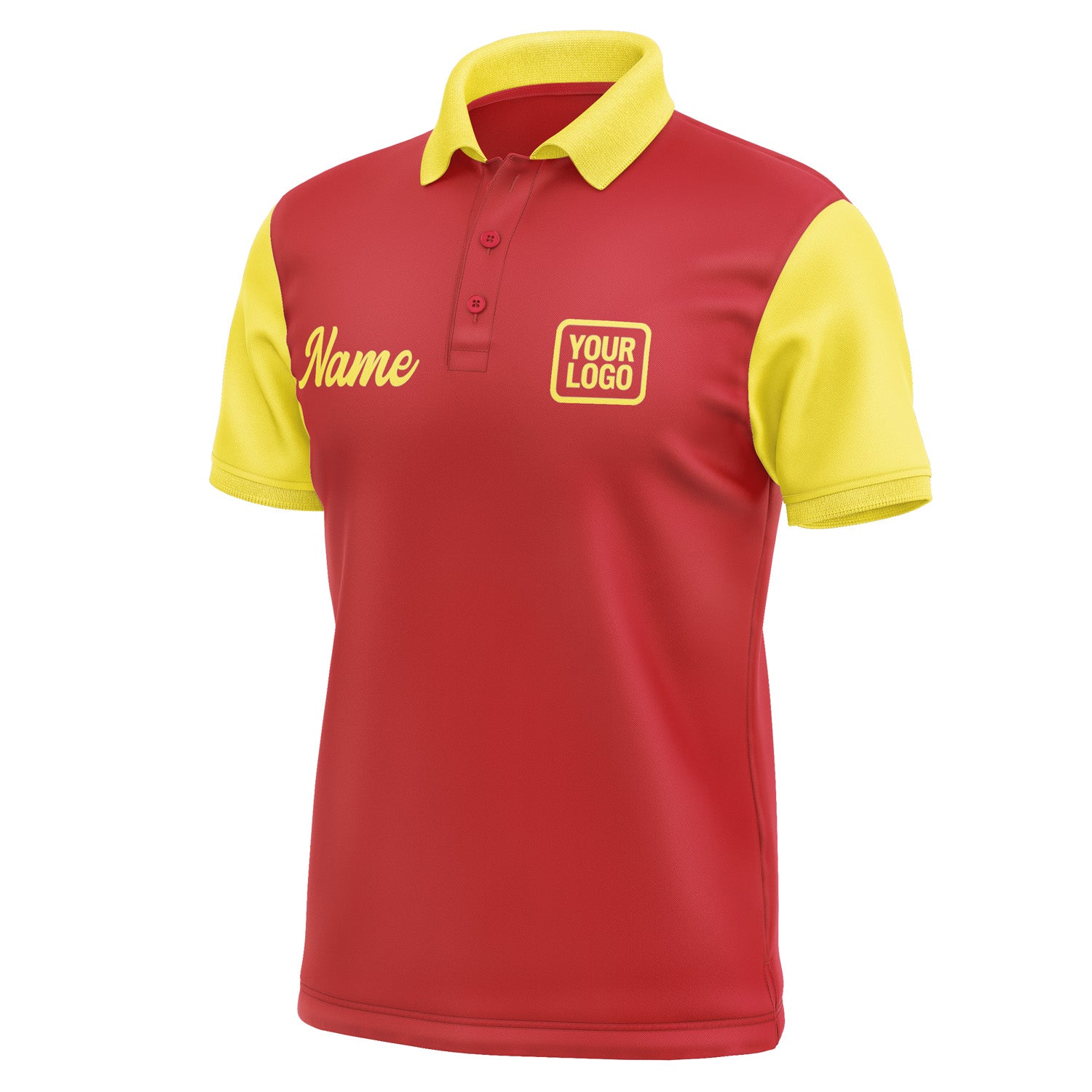 Custom Red Light Yellow Short-Sleeve Polo Shirt PO142626B126
