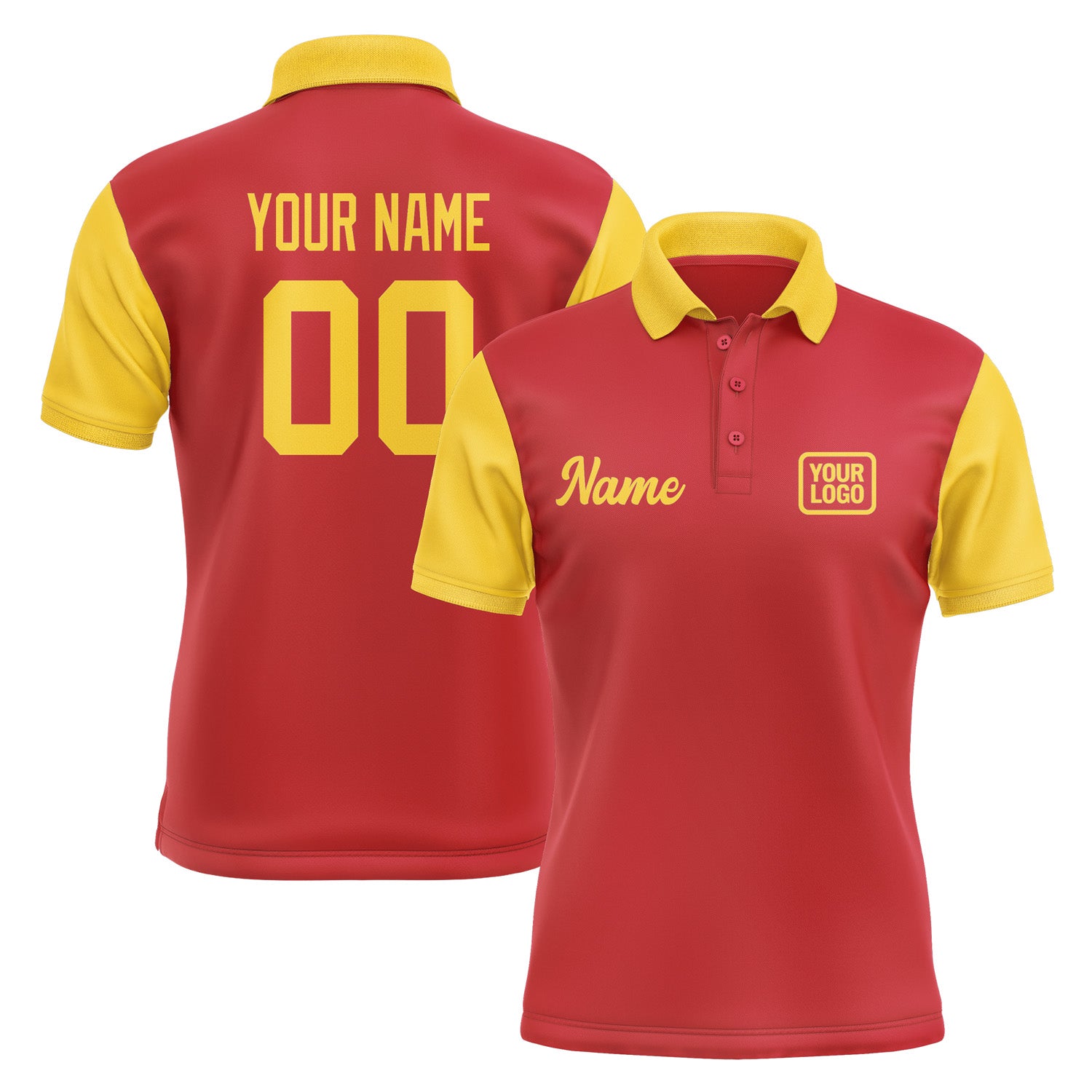 Custom Red Gold Short-Sleeve Polo Shirt PO143030B130
