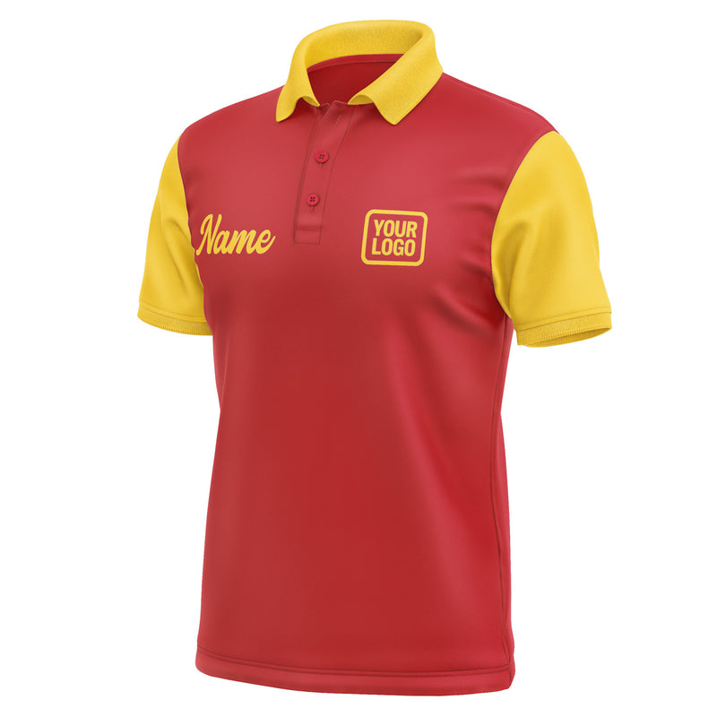 Custom Red Gold Short-Sleeve Polo Shirt PO143030B130