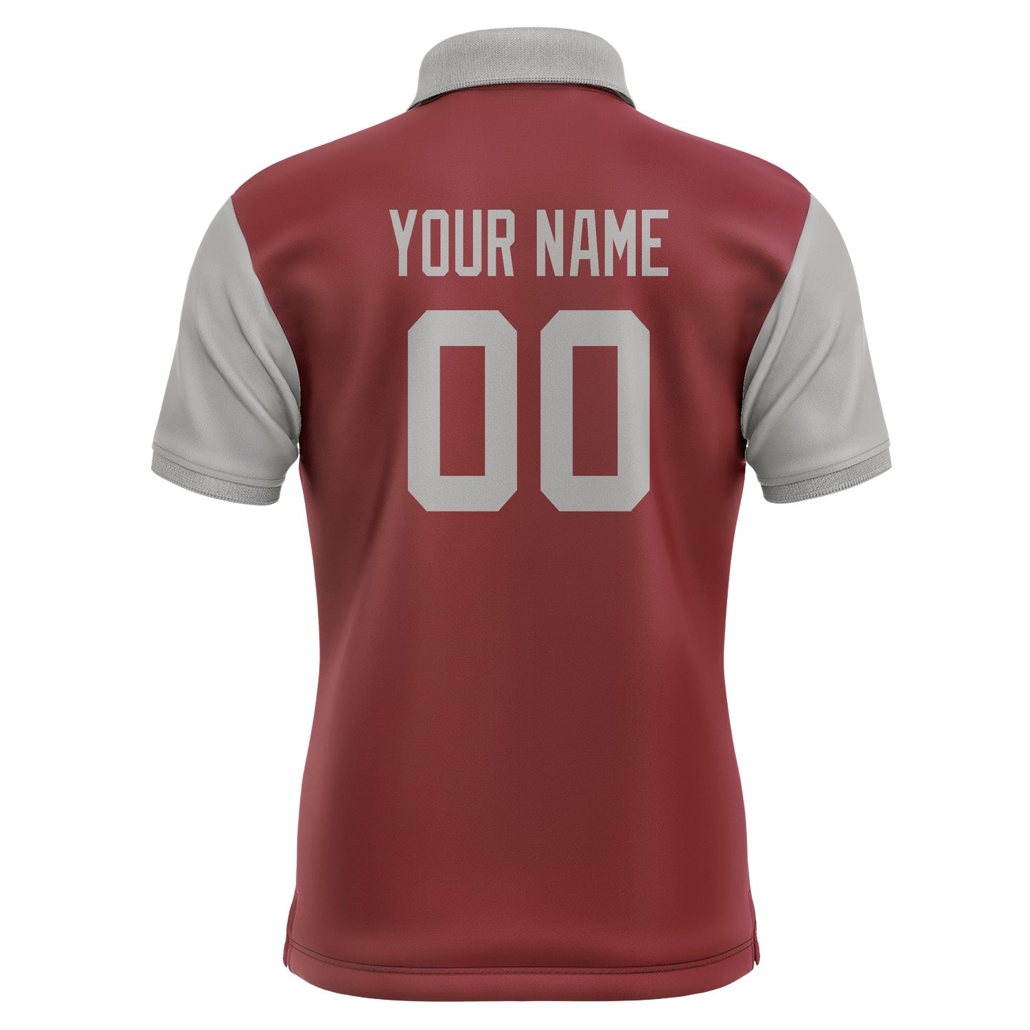 Custom Crimson Red Gray Short-Sleeve Polo Shirt PO150404B104