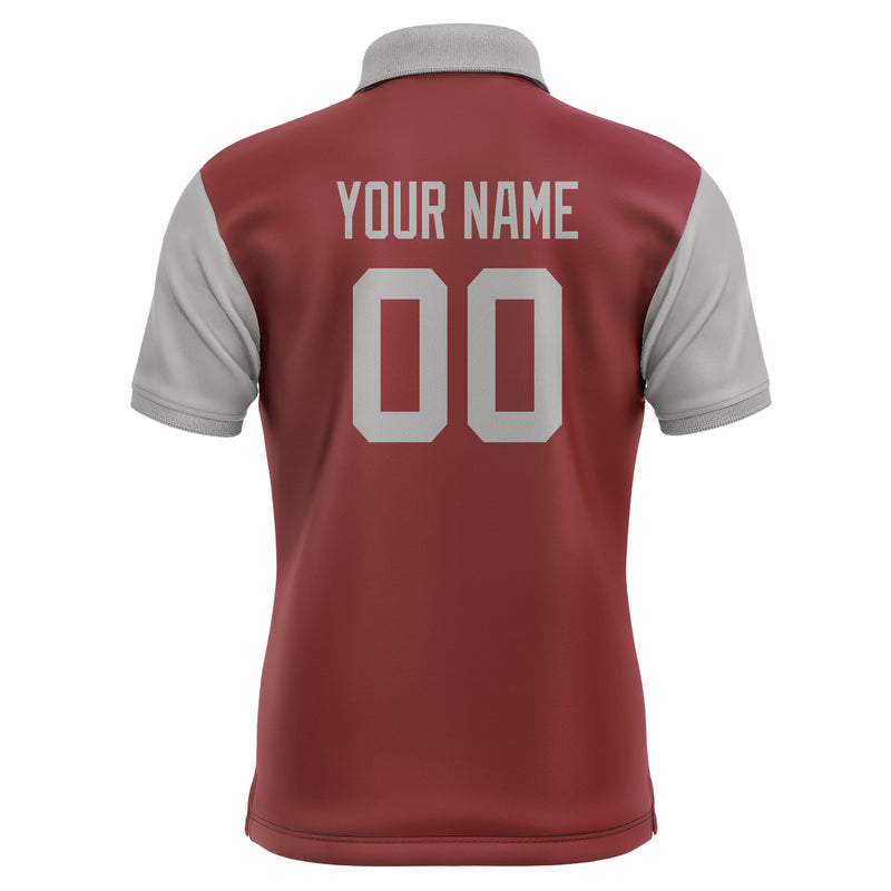 Custom Crimson Red Gray Short-Sleeve Polo Shirt PO150404B104