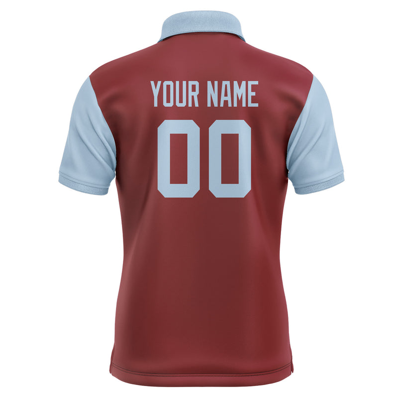 Custom Crimson Red Light Blue Short-Sleeve Polo Shirt PO150808B108