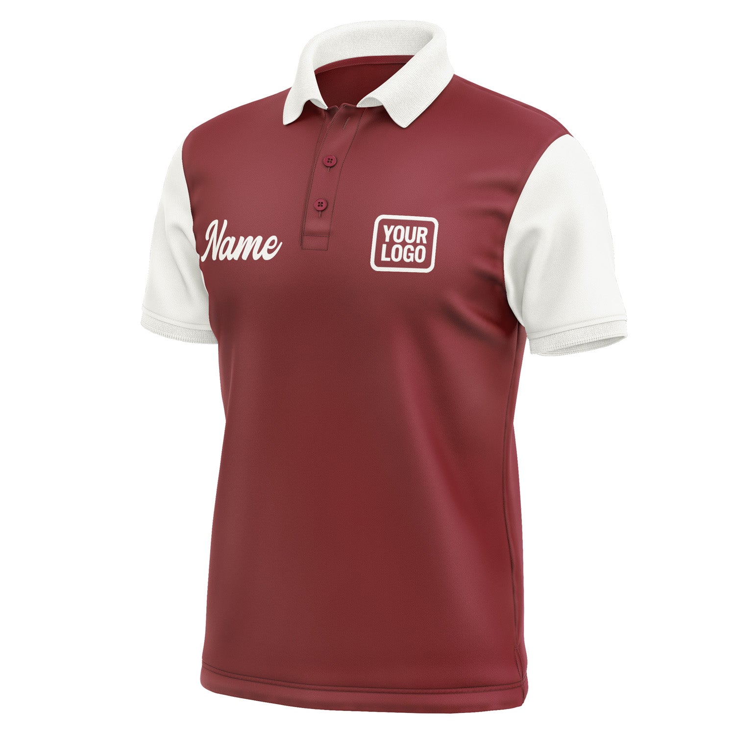 Custom Crimson Red White Short-Sleeve Polo Shirt PO151818B118