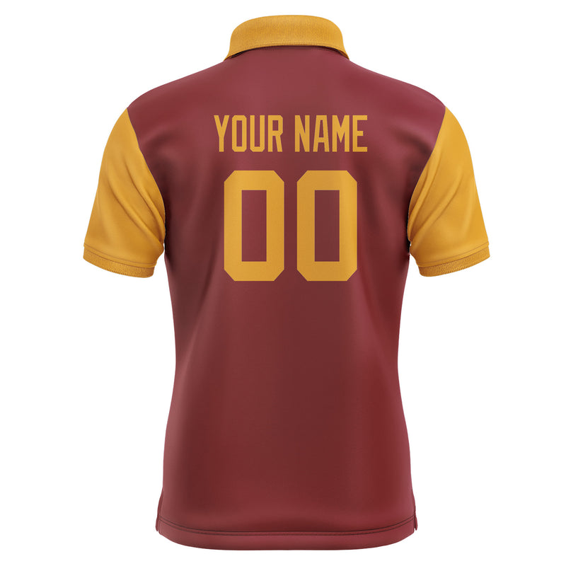 Custom Crimson Red Yellow Short-Sleeve Polo Shirt PO151919B119