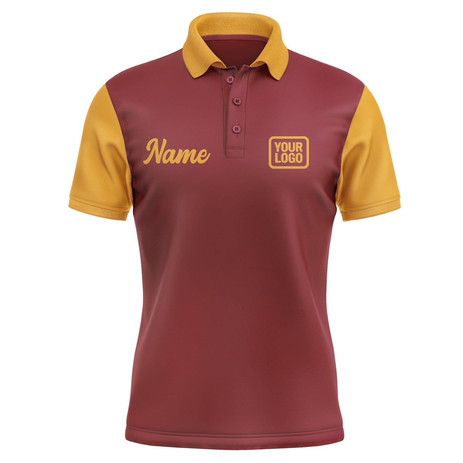 Custom Crimson Red Yellow Short-Sleeve Polo Shirt PO151919B119