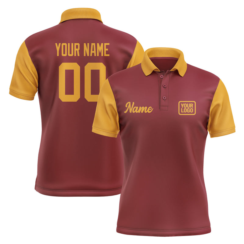 Custom Crimson Red Yellow Short-Sleeve Polo Shirt PO151919B119