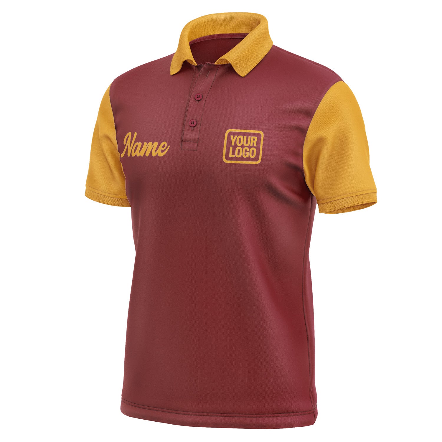 Custom Crimson Red Yellow Short-Sleeve Polo Shirt PO151919B119