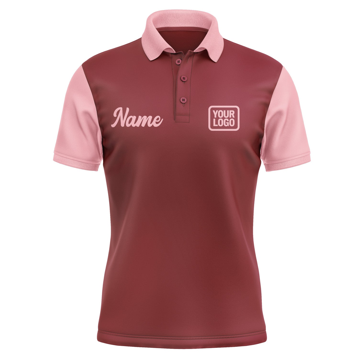 Custom Crimson Red Light Pink Short-Sleeve Polo Shirt PO152121B121